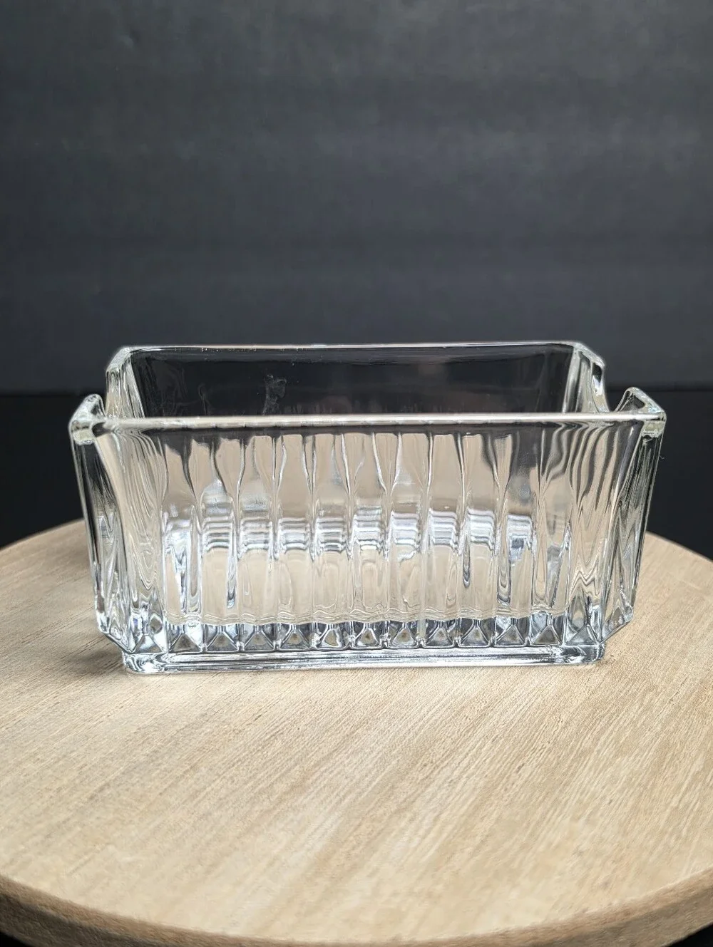 Libbey Sugar Sweetner Creamer Packet Holder Ribbed Glass 4